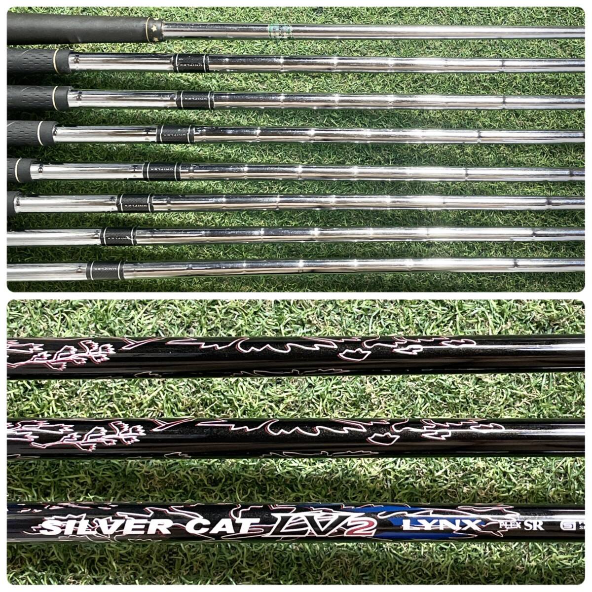 【貴重レフティ】LYNX SILVER CAT リンクス シルバーキャット ゴルフクラブセット 11本 SR メンズ 左 キャディバッグ 送料無料_画像8