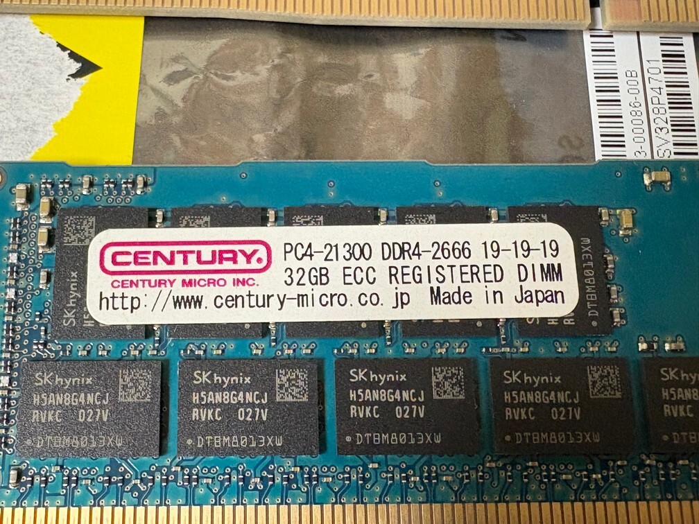 センチュリーマイクロ PC4-21300 DDR4-2666 19-19-19 ECC 32GB Registered DIMM 4枚 CENTURY Micro 合計 128GB_画像3