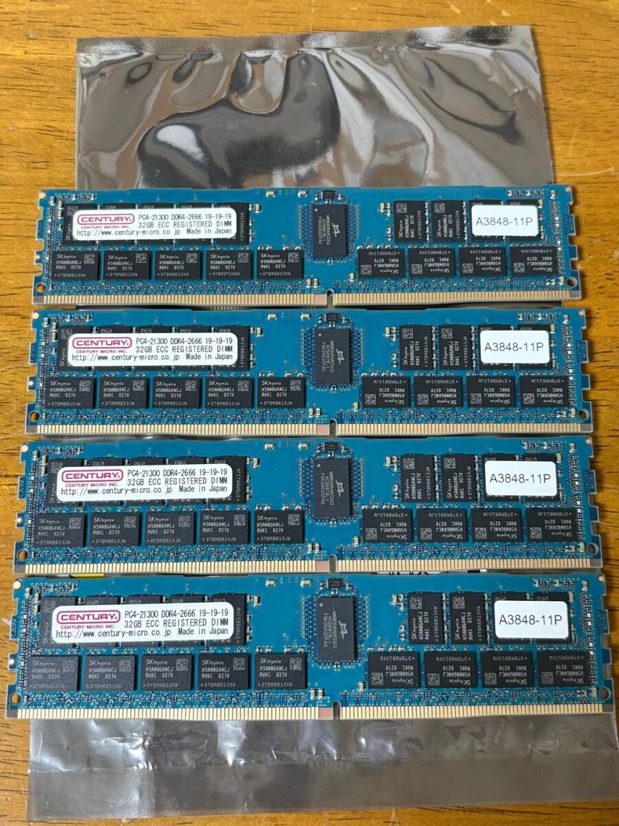 センチュリーマイクロ PC4-21300 DDR4-2666 19-19-19 ECC 32GB Registered DIMM 4枚 CENTURY Micro 合計 128GB_画像1