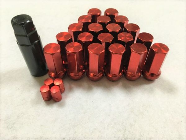 スチールナット 袋タイプ M12×P1.5 赤 レッド ロング ホイールナット トヨタ ホンダ マツダ 三菱 ダイハツ NBOX ロードスター カムリ 他_画像1