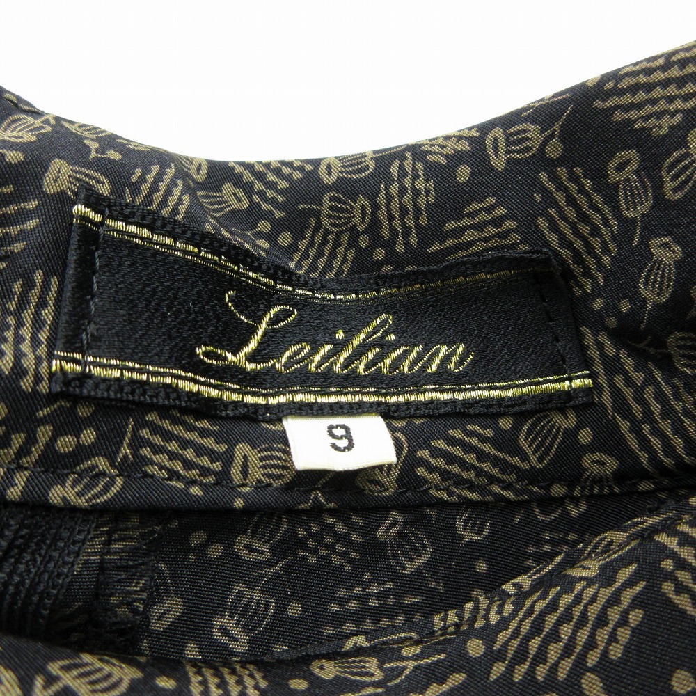 Leilian レリアン 総柄 シャツ ブラウス 長袖 ロールカラー プルオーバー トップス サイズ9 ベージュ レディース 【中古】_画像7