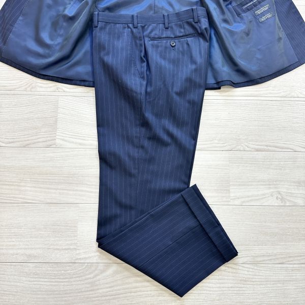 BURBERRY バーバリーブラックレーベル タスマニアウール 40R(Lサイズ程度) セットアップ ネイビー 紺 ストライプ メンズ スーツ 2B 総裏_画像9