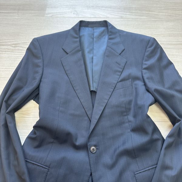 希少XL~XXL相当【BURBERRY LONDON】 バーバリー ロンドン AB7 大きいサイズ ネイビー 紺 ストライプ スーツ セットアップ ウール メンズ_画像4