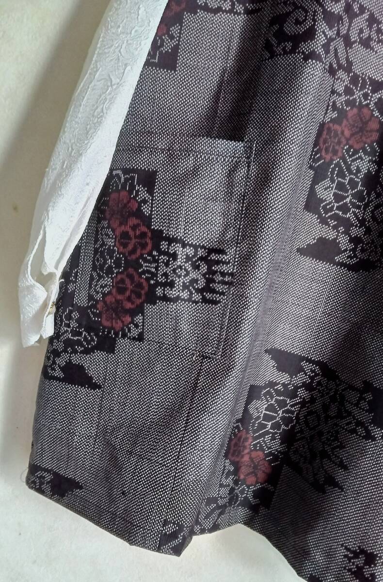 ハンドメイド ★ 正絹大島紬 ~ ゆったり チュニック ★グレー古典柄_画像2