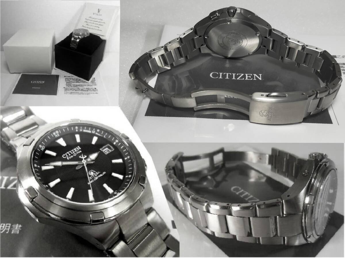 【希少★超美品★】シチズン アテッサ エコドライブ電波時計 ATD53-2601 定価77,000円 チタン 文字盤 ブラック メンズ_画像3