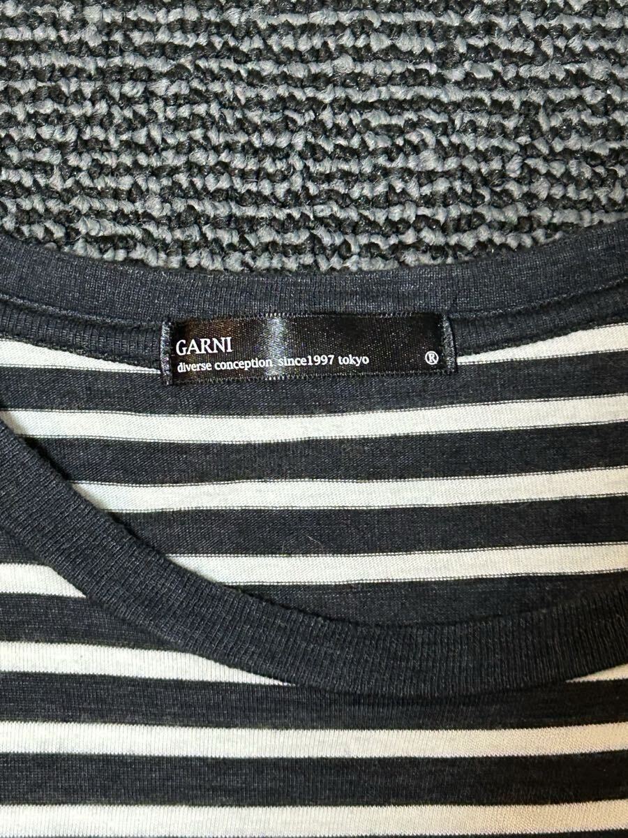 GARNI ガルニ 5部袖 カットソー Tシャツ ボーダー サイズL 日本製_画像2