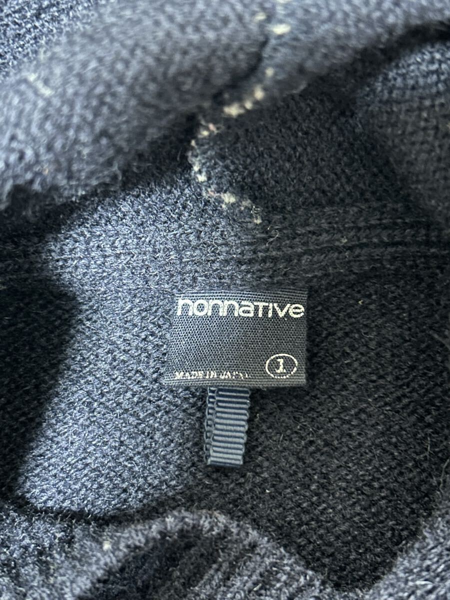 nonnative ノンネイティブ ニット パーカー プルオーバー フーディ ネイビー サイズ1 日本製_画像3