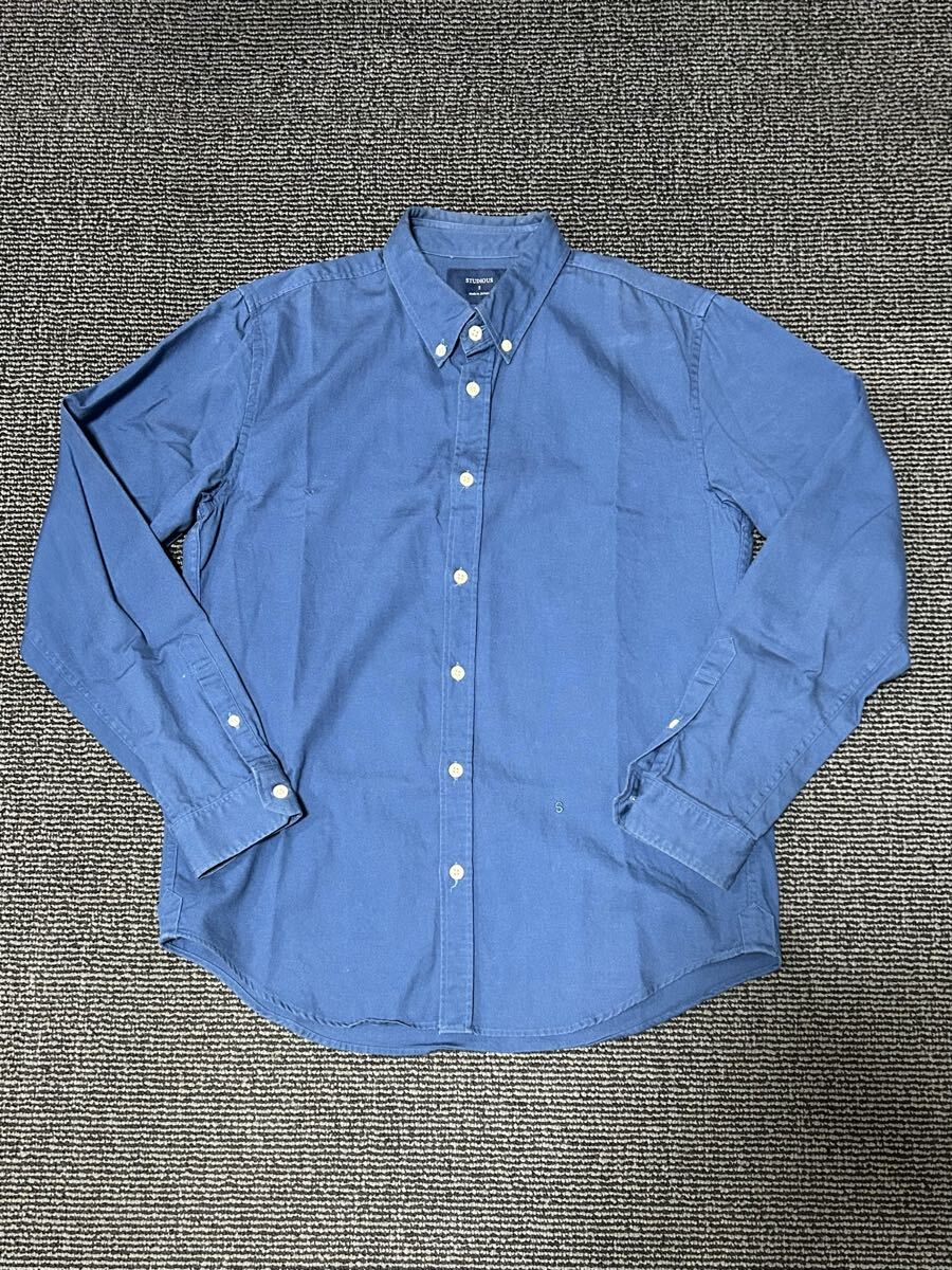 STUDIOUS ステュディオス 長袖 シャツ ボタンダウンシャツ ブルー サイズ3 日本製 美品_画像1