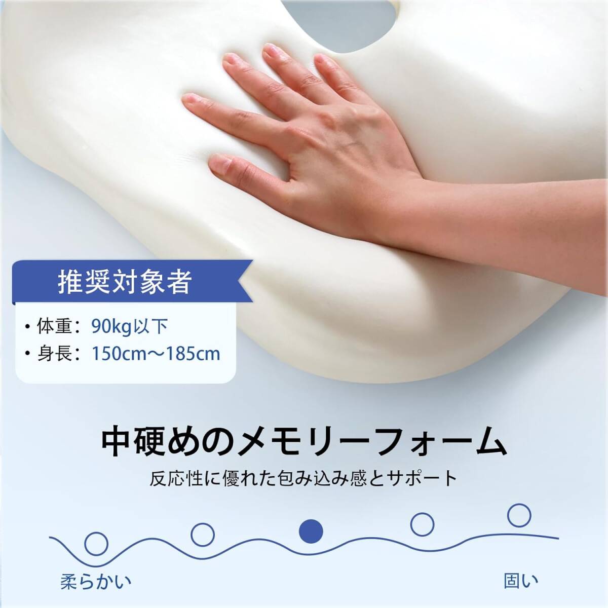 椅子 クッション 坐骨神経痛/腰痛/姿勢矯正/痔 クッション チェアパッド 低反発 座布団 お尻が痛くならない 体圧分散 通気性 滑り止め底_画像2