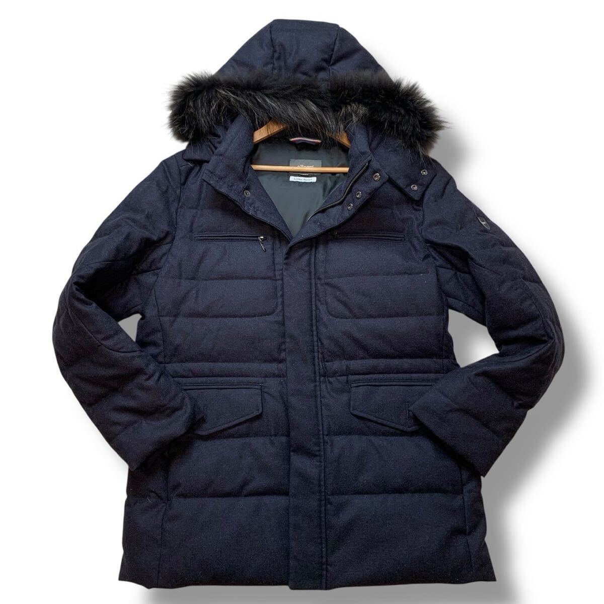 【極美品/XL相当】allegri アレグリ ダウンジャケット【ダウン90%フェザー10%】肉厚 ウール ファー付き メンズ アウター ネイビー 50_画像2