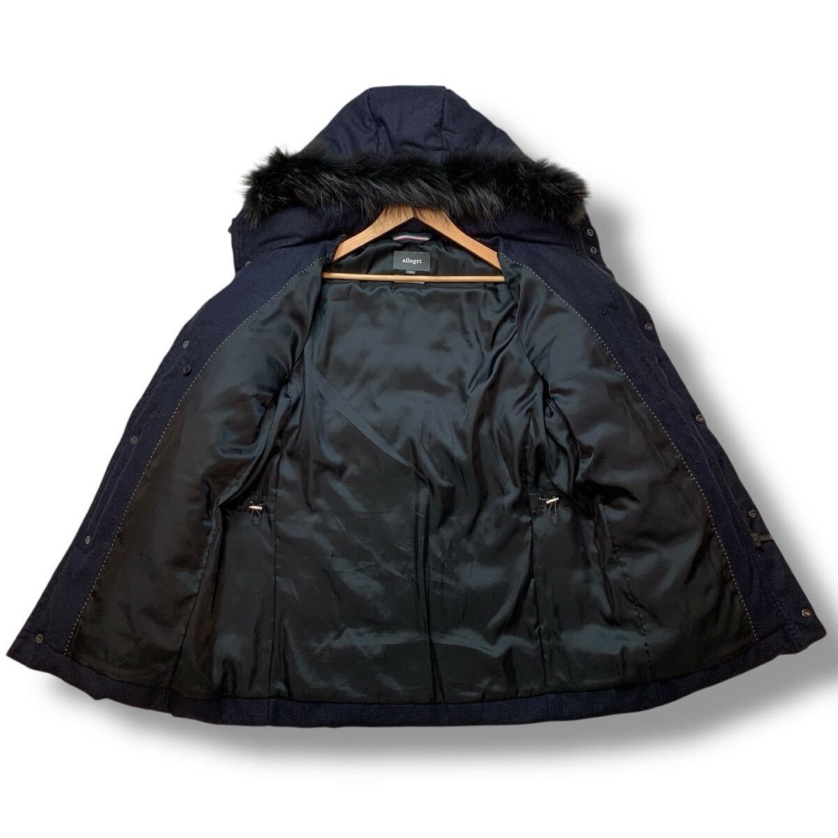 【極美品/XL相当】allegri アレグリ ダウンジャケット【ダウン90%フェザー10%】肉厚 ウール ファー付き メンズ アウター ネイビー 50_画像3