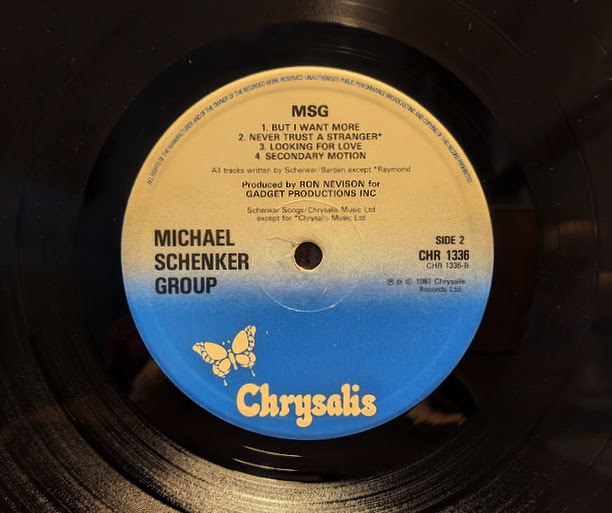 MICHAEL SCHENKER GROUP-MSG/'81 英Chrysalis原盤　日本盤解説付き　盤洗浄済_画像3