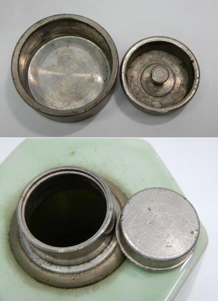 錫口茶入 青磁 煎茶道具 1002X1G