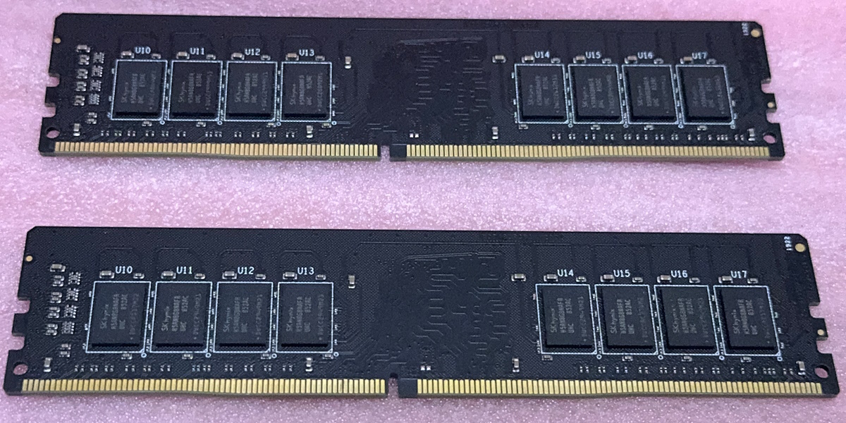 ◎Team TED416GM2666C19-H 2枚セット - PC4-21300/DDR4-2666 SK hynixチップ 288Pin DDR4 UDIMM 32GB(16GB x2) 動作品_画像2