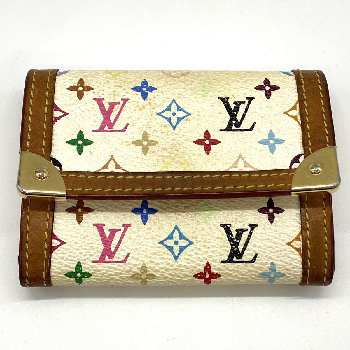 【10山10】1円スタート LOUIS VUITTON / MI0044 モノグラム マルチカラー ポルトモネ プラ コインケース ミニ財布 レディース_画像1