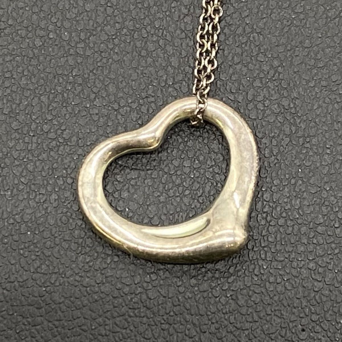 【10T8】1円スタート Tiffany & Co. / オープン ハート ペンダント sv925 刻印あり ネックレス シルバー 全長約42cm 重量約2.6g_画像4