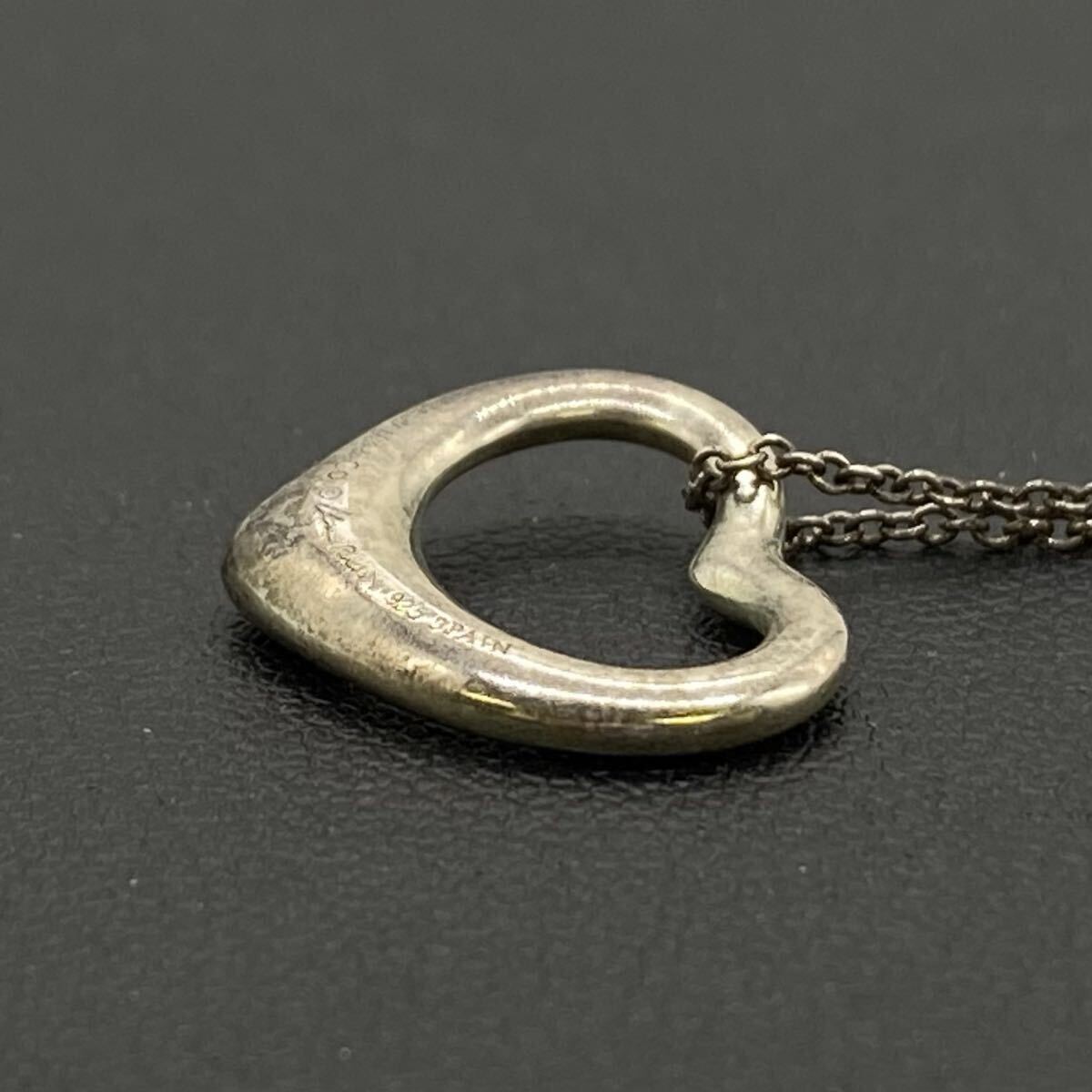 【10T8】1円スタート Tiffany & Co. / オープン ハート ペンダント sv925 刻印あり ネックレス シルバー 全長約42cm 重量約2.6g_画像6
