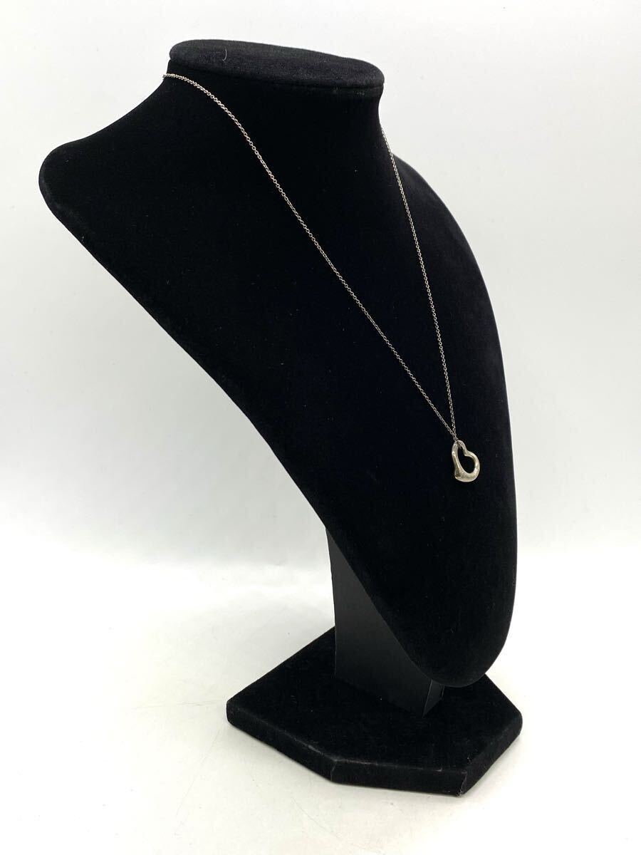 【10T8】1円スタート Tiffany & Co. / オープン ハート ペンダント sv925 刻印あり ネックレス シルバー 全長約42cm 重量約2.6g_画像3