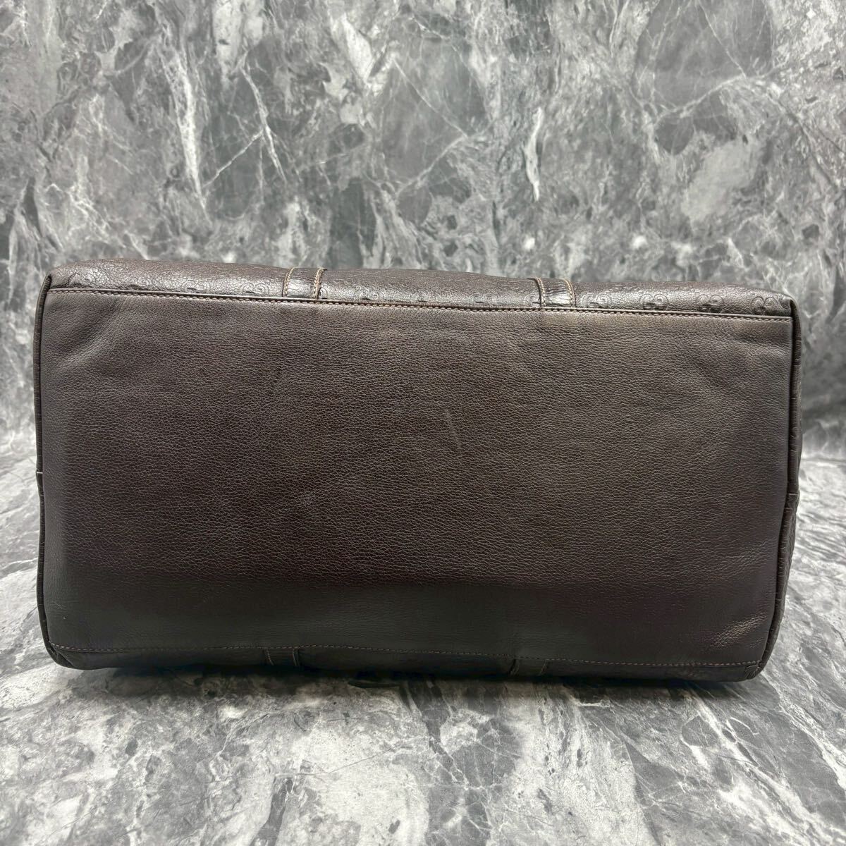 【極美品】 GUCCI グッチ シマ トートバッグ ビジネス　メンズ レザー 本革 A4 大容量 肩掛け ボストンバッグ エンボス 型押し　201482_画像5