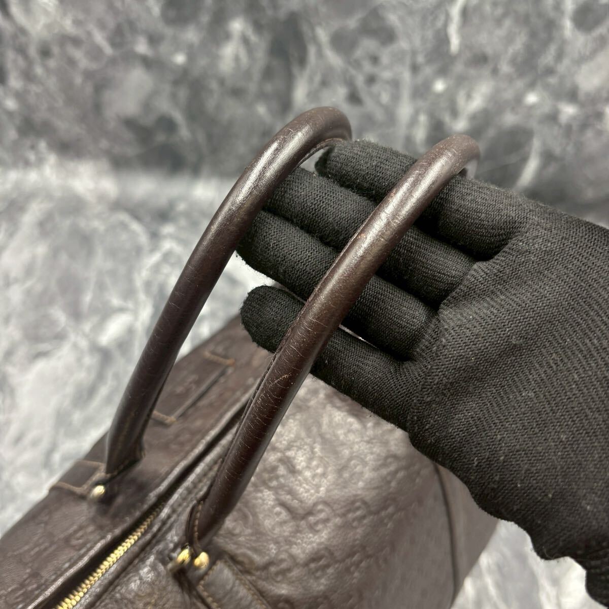 【極美品】 GUCCI グッチ シマ トートバッグ ビジネス　メンズ レザー 本革 A4 大容量 肩掛け ボストンバッグ エンボス 型押し　201482_画像7