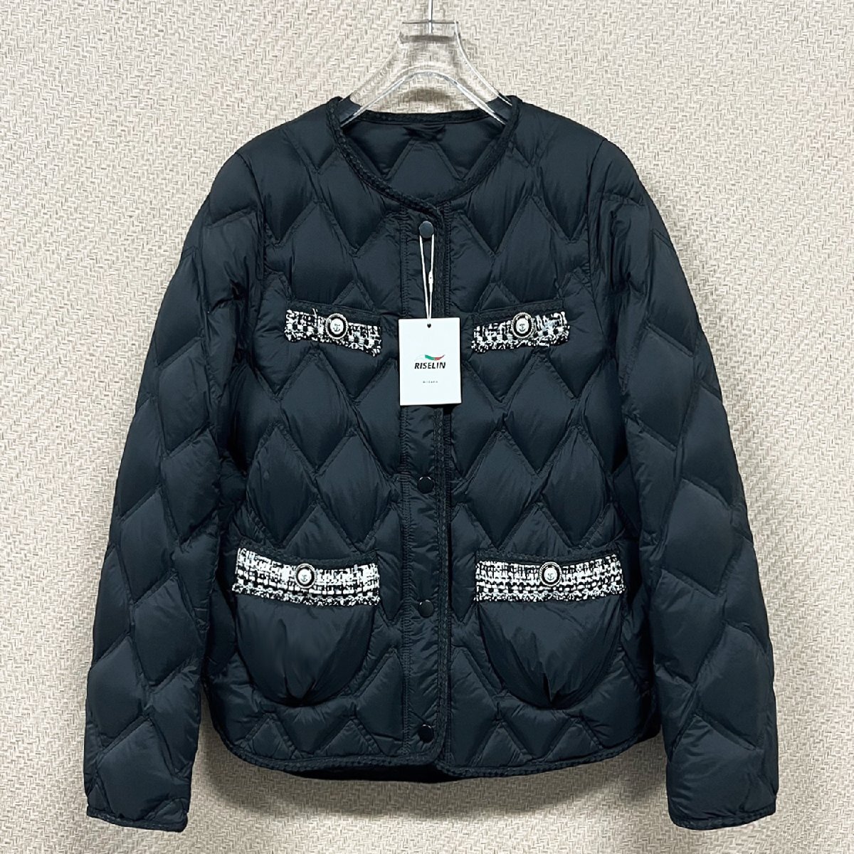 上品ヨーロッパ製※定価9万◆ブルガリア発※RISELIN ダウンジャケット 軽量 保温 クールネック アウター お出掛け 通勤 レディース 冬 L/48_画像1