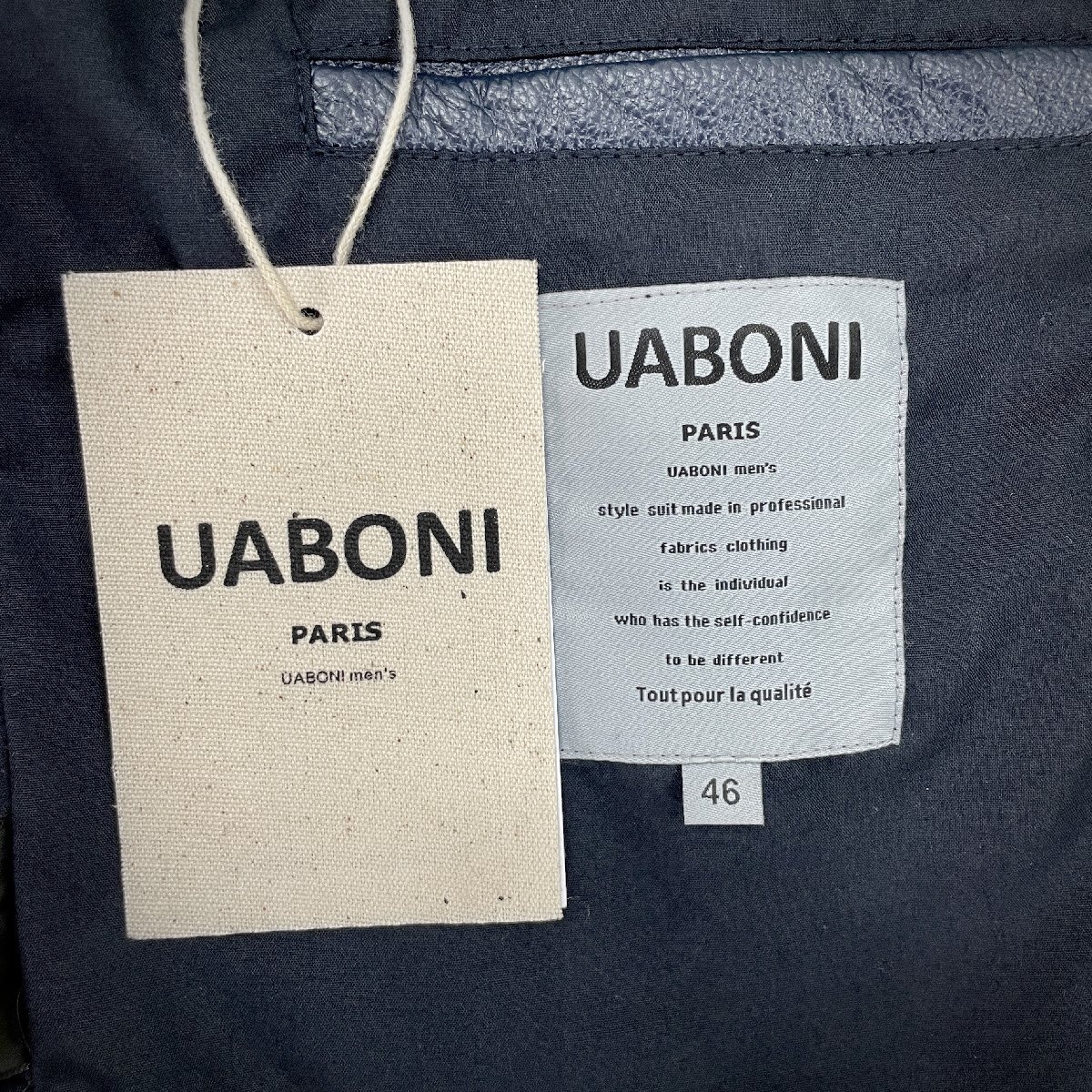 最上級EU制＆定価19萬◆UABONI*Paris*ユアボニ*レザージャケット*フランス*パリ発◆上質牛革 重厚 ライダース オートバイ アウター M/46