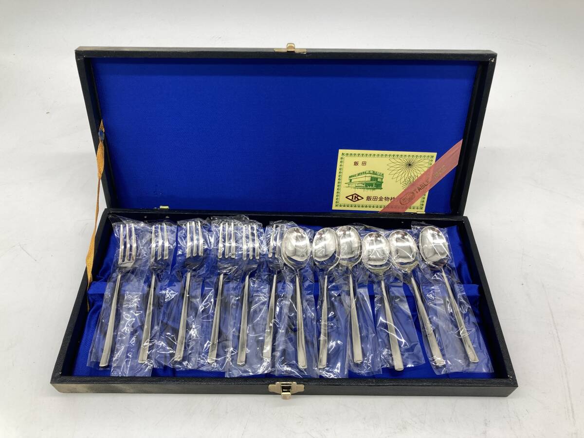 京都8★ カトラリー スプーン フォーク ステンレス 飯田金物 ケース付き 12本セット_画像1