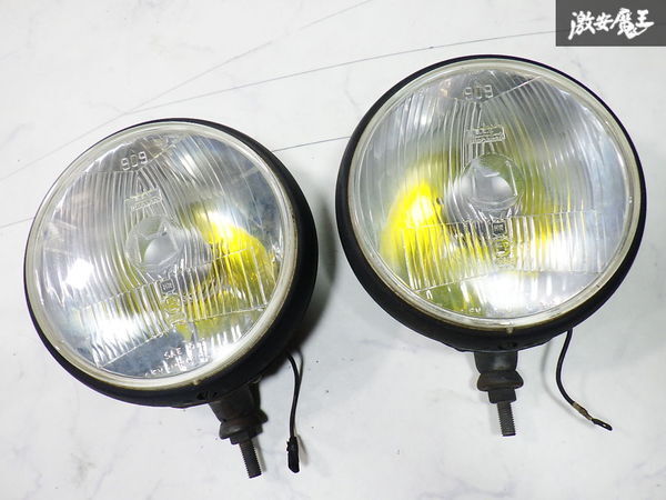 ★当時物/点灯OK★ MARCHAL マーシャル 909 フォグライト フォグランプ 丸型 約175mm ステーP1.5/M10 左右セット 即納_画像1