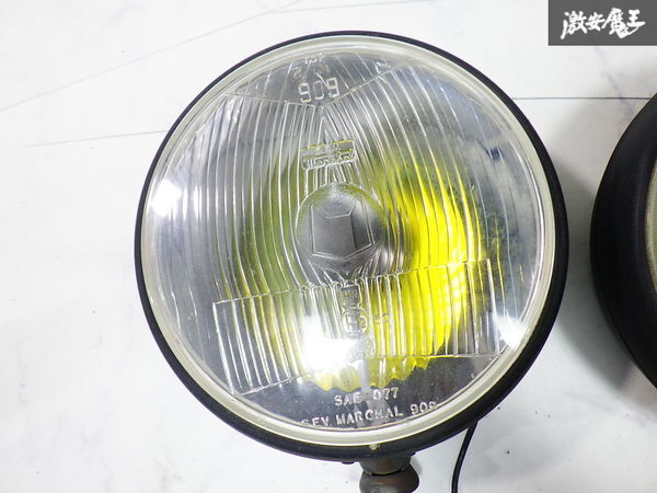 ★当時物/点灯OK★ MARCHAL マーシャル 909 フォグライト フォグランプ 丸型 約175mm ステーP1.5/M10 左右セット 即納_画像3