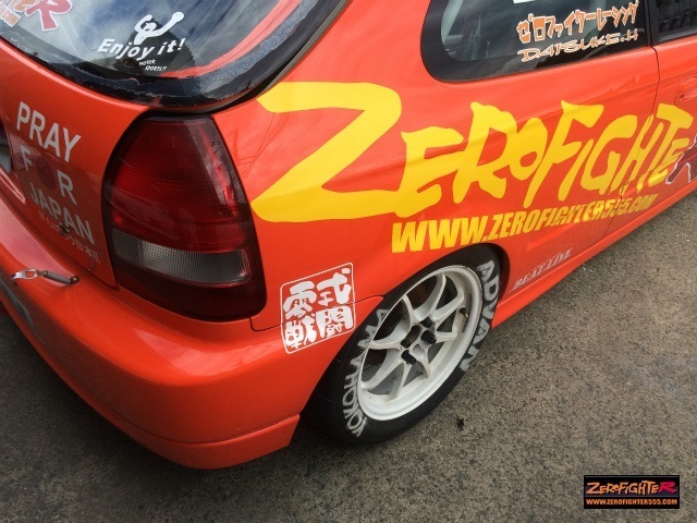 送料メール便★ゼロファイター零式戦闘ロゴステッカー白★JDM EK9 EG6 EF9 EK4 EJ1 EJ7 GK5 DC5 DC2 DB8 EF8 JA4 JDM CL7 タイプR VTEC_画像4