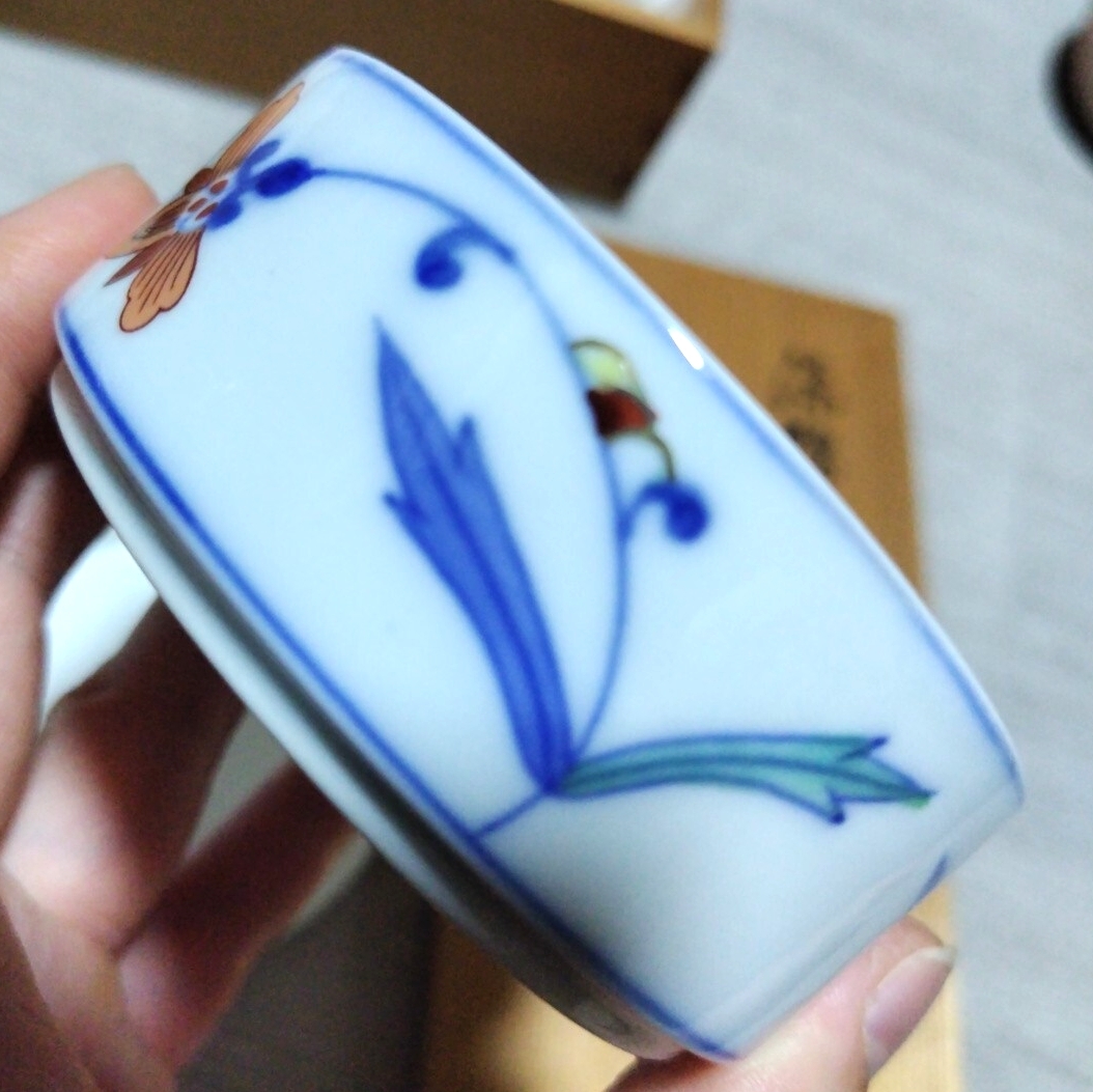 美品 箱&栞付◆第14代辻常陸 染錦花唐草文 蓋物 2客 辻精磁社 辻製/有田 伊万里 花唐草 宮内庁御用達/sskwart_画像6