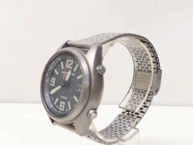 WW623-N42-42◎ CASIO カシオ OVERLAND オーバーランド OVW-100TBJ チタン ブラック文字盤 メンズ クオーツ ソーラー 腕時計 現状品2◎_画像2