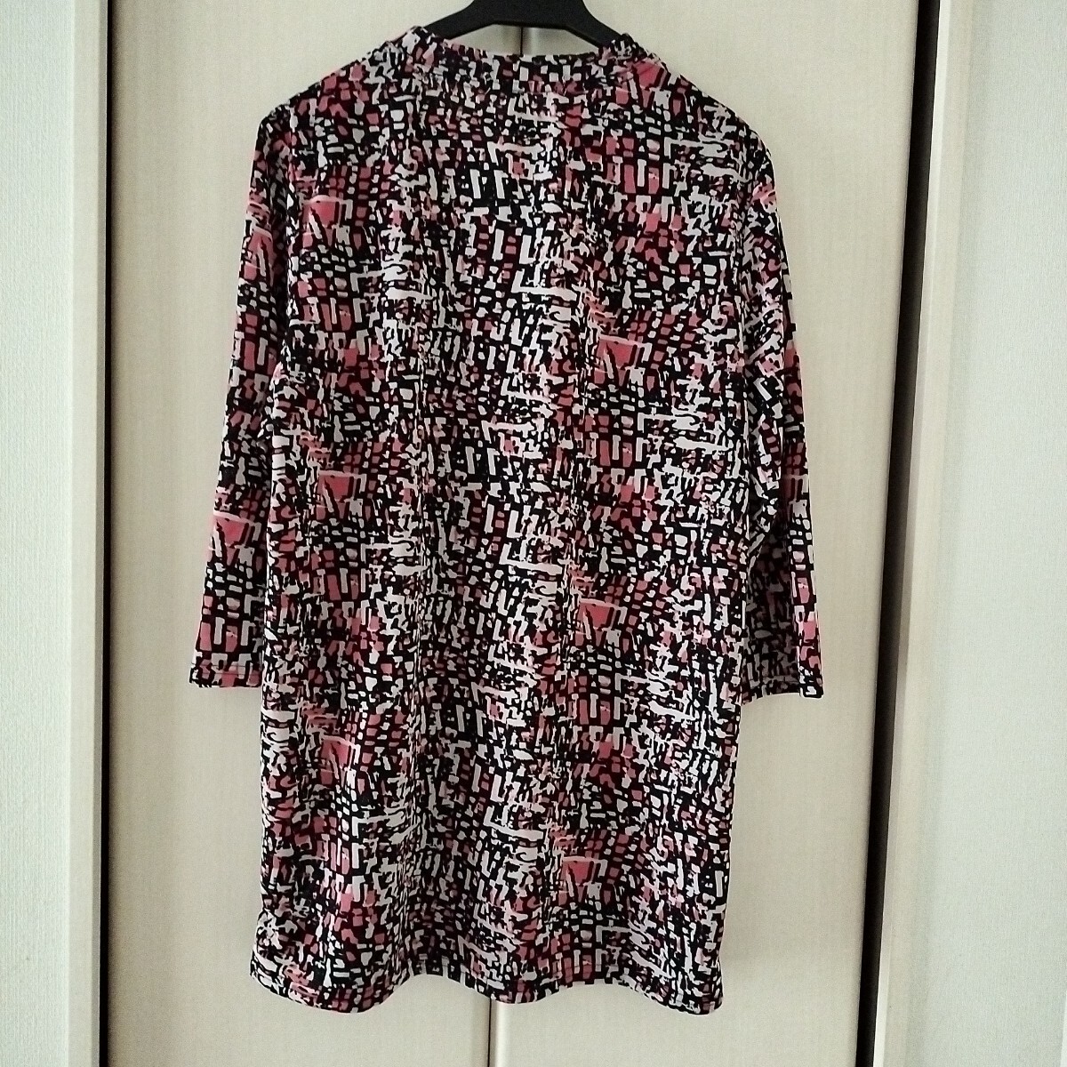 【M～Lサイズ】新品 七分袖 チュニック カットソー レディース トップス ミセス　ハイネック　船場ニット　118322　ピンク　黒_画像4