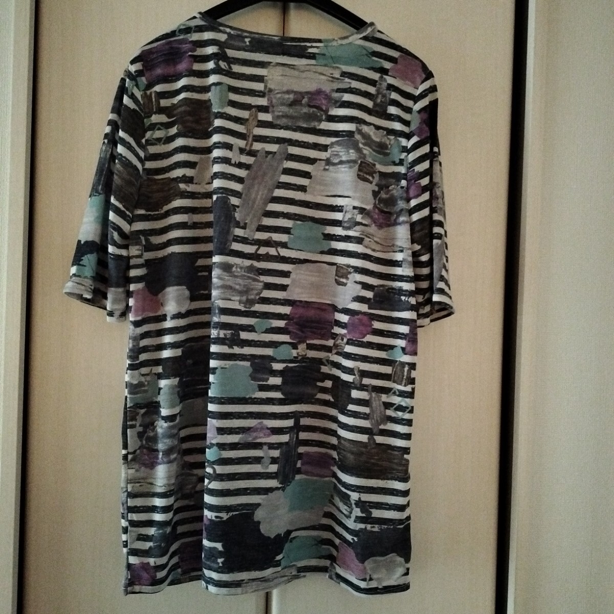 【LLサイズ】新品 Wendy 半袖 チュニック カットソー 関西ファッション連合 レディース トップス ミセス ゆったり ポケット M105 ボーダー_画像3