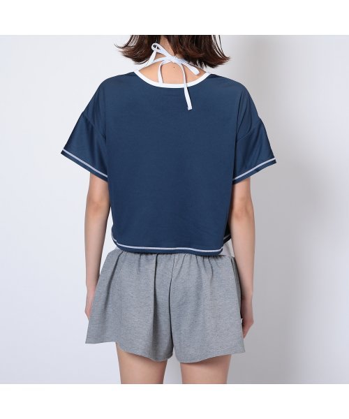 9号Mサイズ 新品 フィラ FILA ブラトップ ビキニショーツ カバーアップTシャツ ショートパンツ４点セット水着 ネイビー レディース 228707_画像4