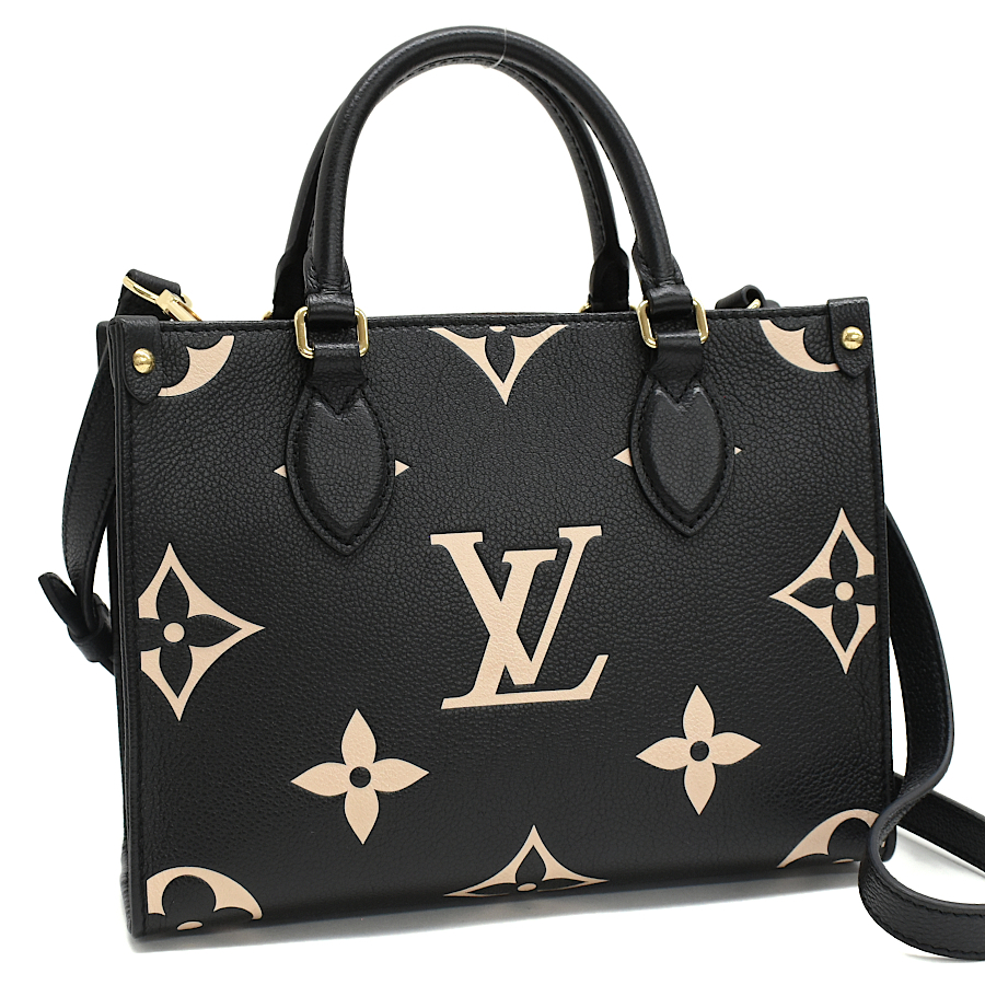 新品同様 ルイヴィトン オンザゴーPM 2way トートバッグ M45659 モノグラムアンプラント ブラック LOUIS VUITTON OnTheGo PM_画像1