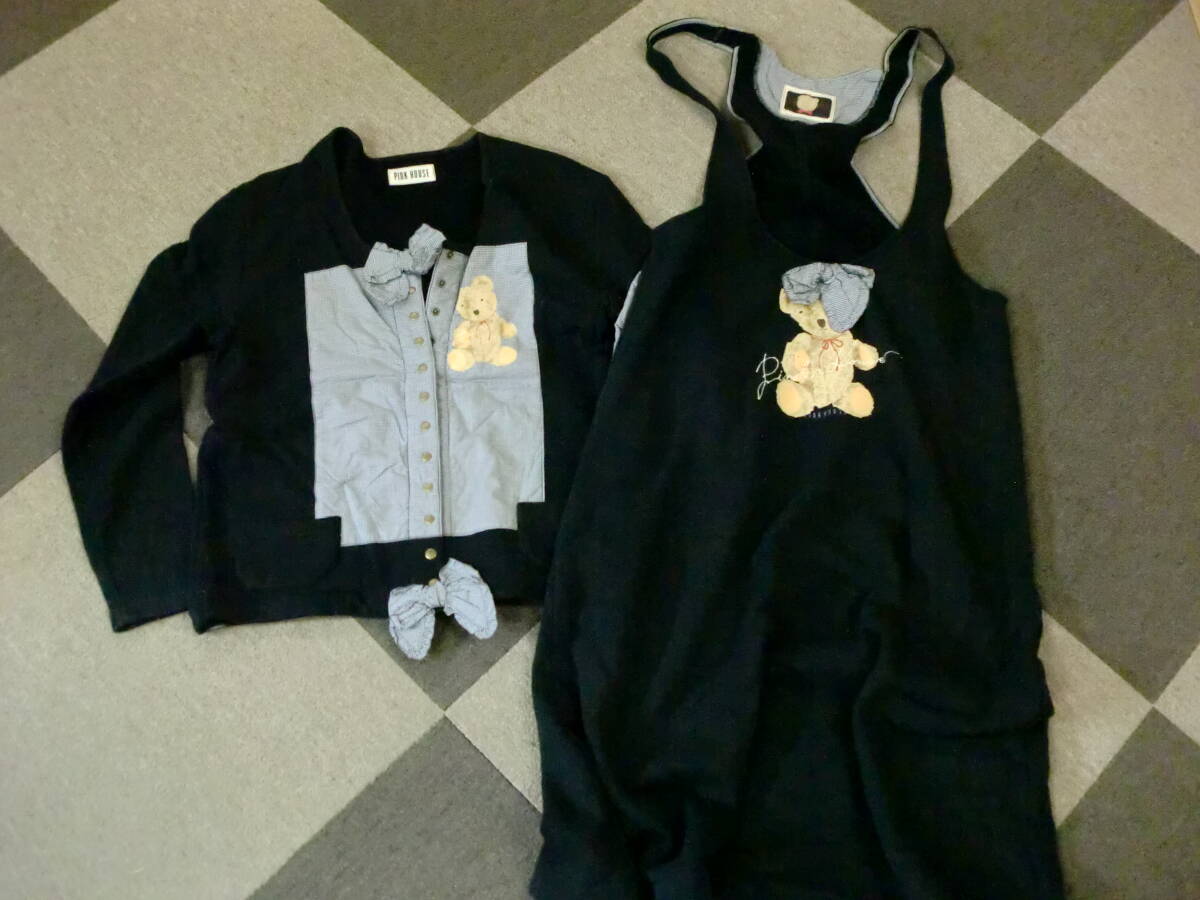 PINK HOUSE セットアップ L スウェット ジャケット スカート リボン くまさん P018BUAL28 ジャンパースカート ワンピース P018BUAL29_画像1