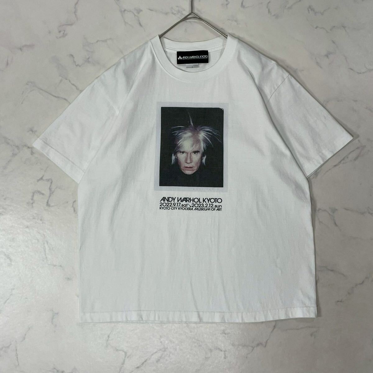ANDY WARHOL アンディウォーホル ANDY WARHOL KYOTO プリント 京都 入場者限定 リブ クルーネック コットン 半袖 Tシャツ ホワイト L_画像1