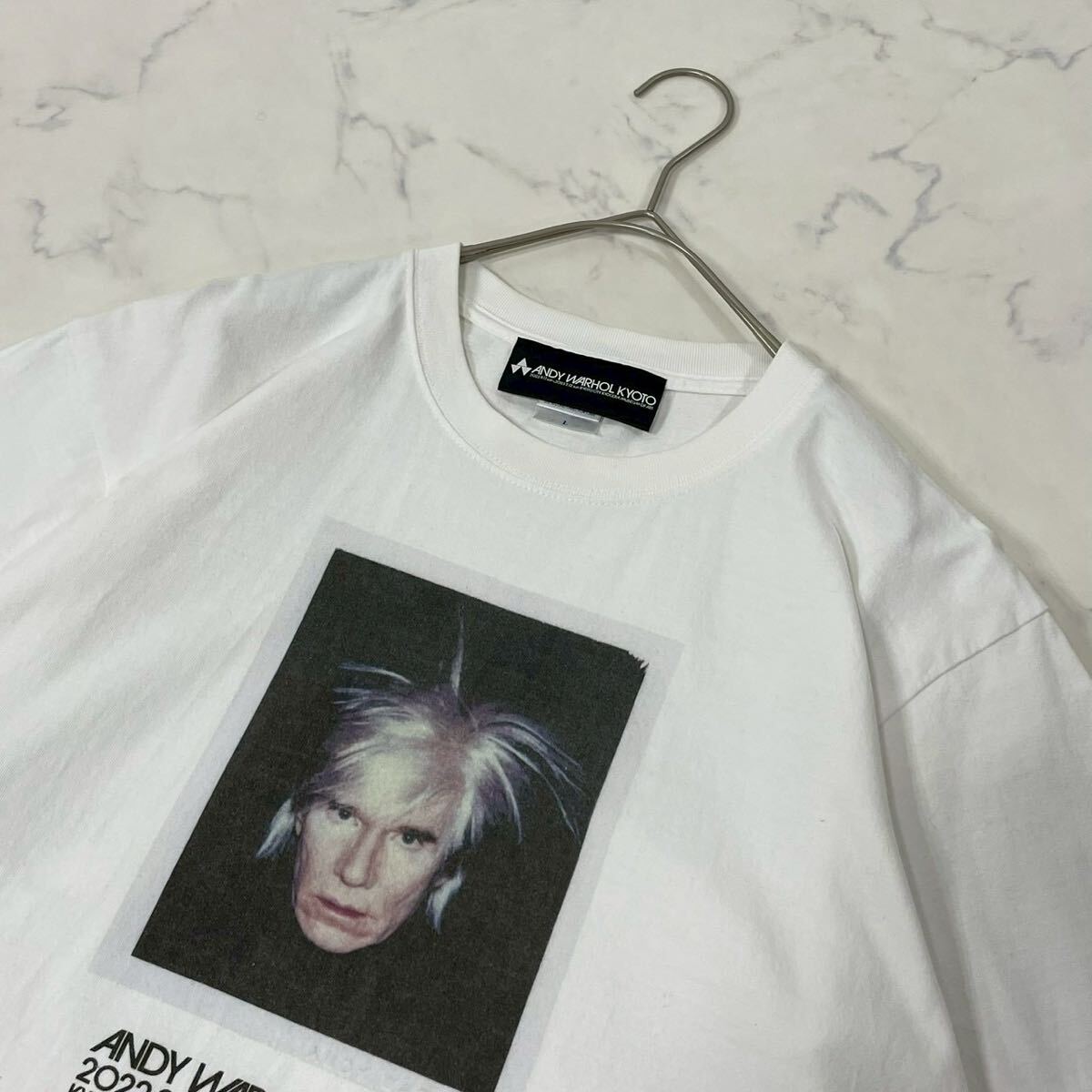 ANDY WARHOL アンディウォーホル ANDY WARHOL KYOTO プリント 京都 入場者限定 リブ クルーネック コットン 半袖 Tシャツ ホワイト L_画像2