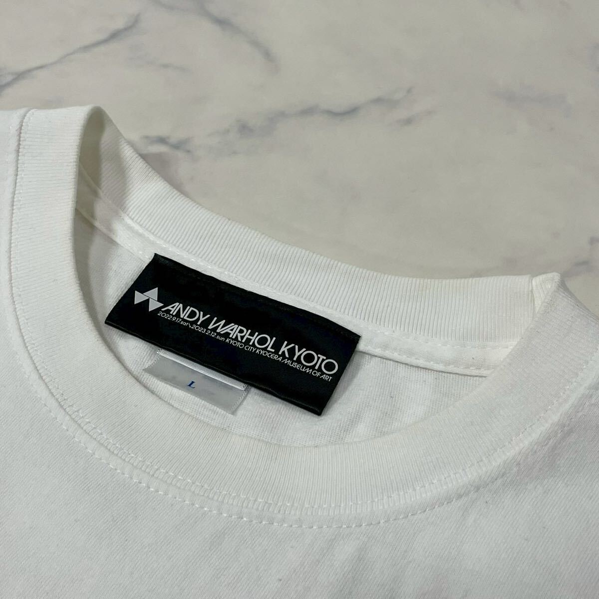 ANDY WARHOL アンディウォーホル ANDY WARHOL KYOTO プリント 京都 入場者限定 リブ クルーネック コットン 半袖 Tシャツ ホワイト L_画像10