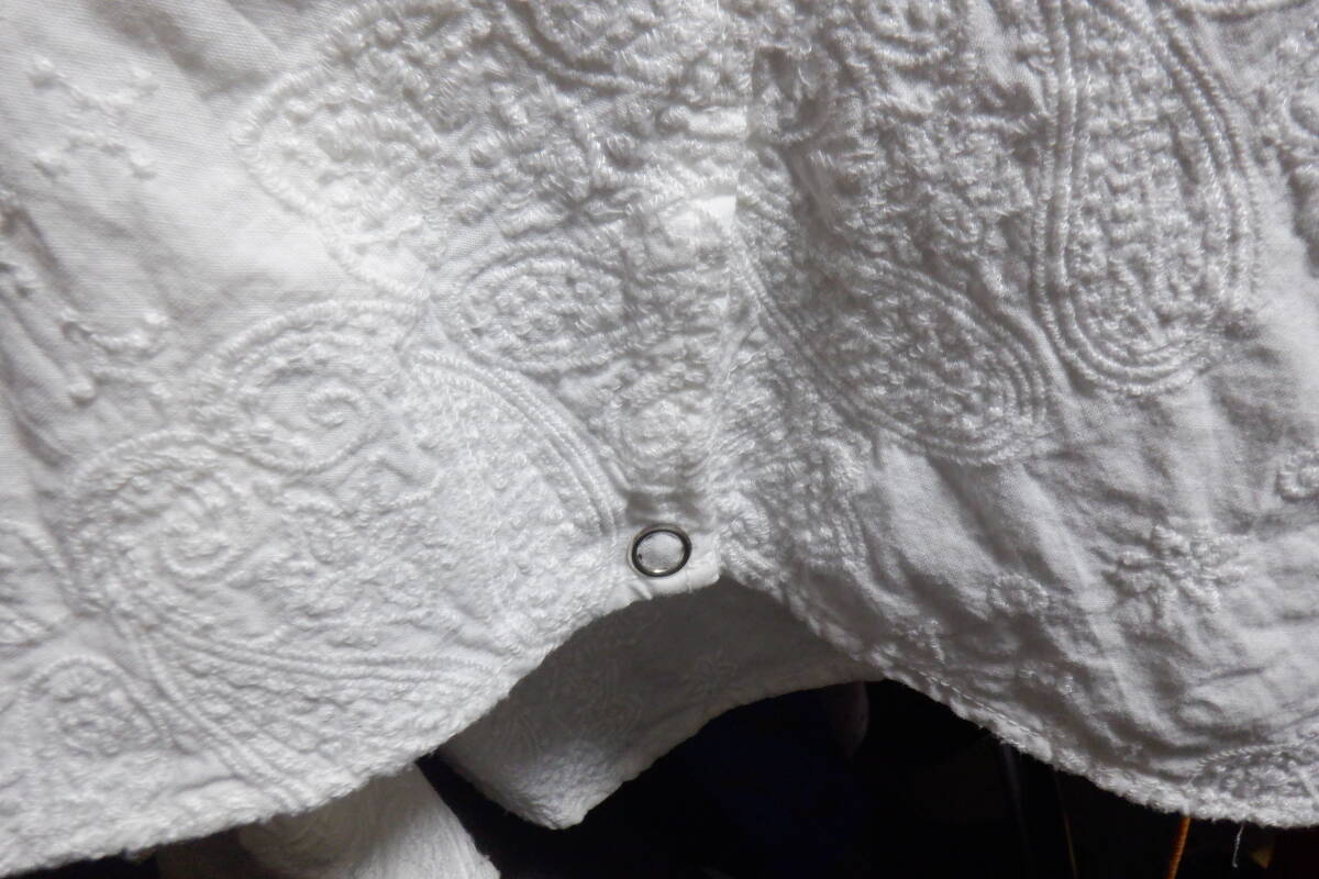 FranCisT_MOR.K.S. フランシストモークス 全刺繍シャツ メンズ 白 日本製 古着_画像5