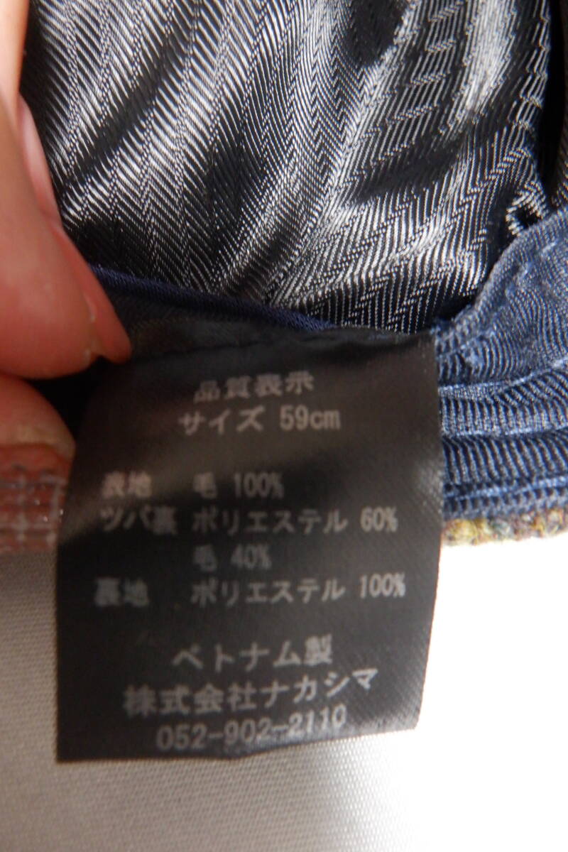 ハンチング 帽子 ウール ハンチング帽 チェック柄 メンズ 未使用 定価5900円_画像6
