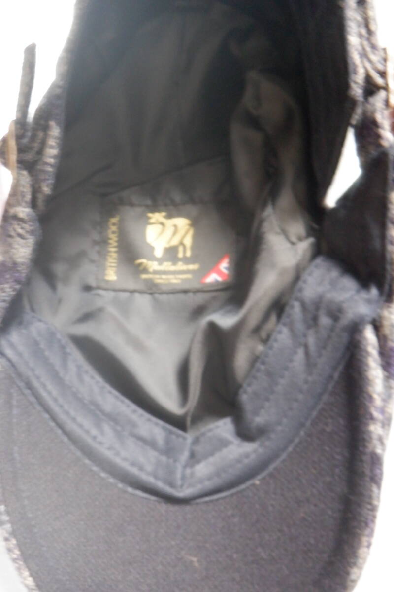 ハンチング 帽子 ウール ハンチング帽 チェック柄 ネイビー×グレー メンズ 未使用 定価4400円_画像5