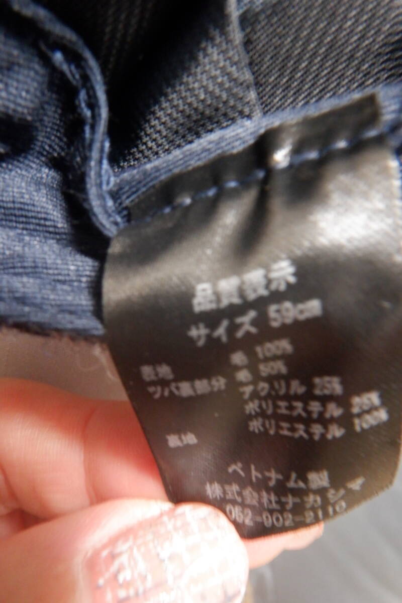 ハンチング 帽子 ウール ハンチング帽 チェック柄 ネイビー×グレー メンズ 未使用 定価4400円_画像7