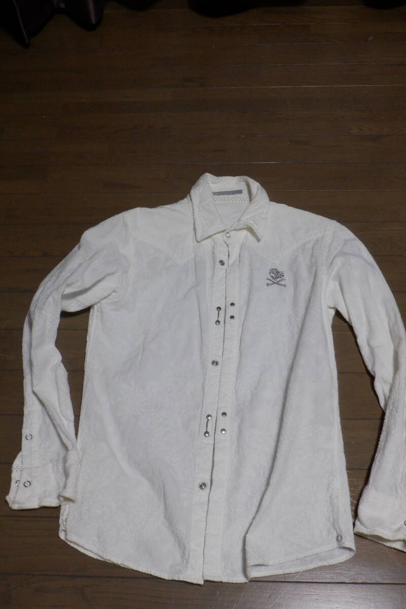 FranCisT_MOR.K.S. フランシストモークス 全刺繍シャツ メンズ 白 日本製 古着_画像2