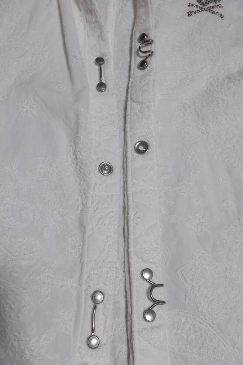 FranCisT_MOR.K.S. フランシストモークス 全刺繍シャツ メンズ 白 日本製 古着_画像8