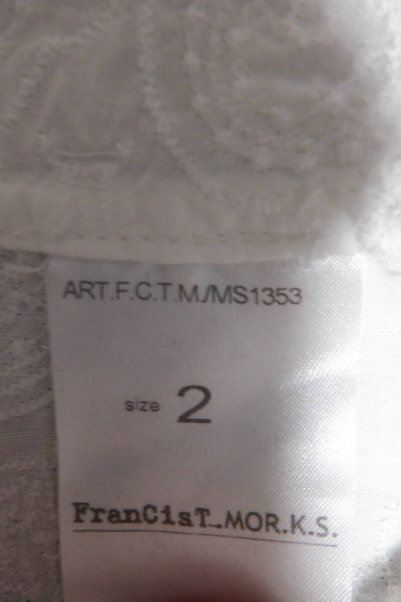 FranCisT_MOR.K.S. フランシストモークス 全刺繍シャツ メンズ 白 日本製 古着_画像10