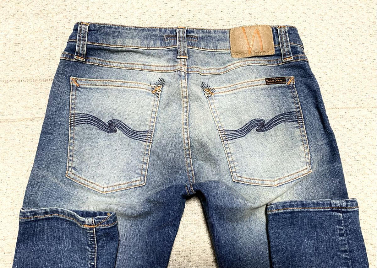 極上:Nudie Jeans.スーパーストレッチ スキニー デニム 31×30(Skinny Lin Authentic Repair/W81股下78/チェーンステッチ/april77 diesel)_画像4