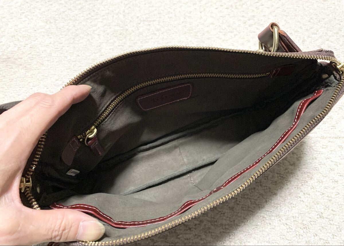 未使用:Kiefer neu(キーファーノイ).レザー ボディバッグ(上質.クロコ型押し.牛革/Wジップ開/H16W30D5/degner hergopoche aniary type)_画像7