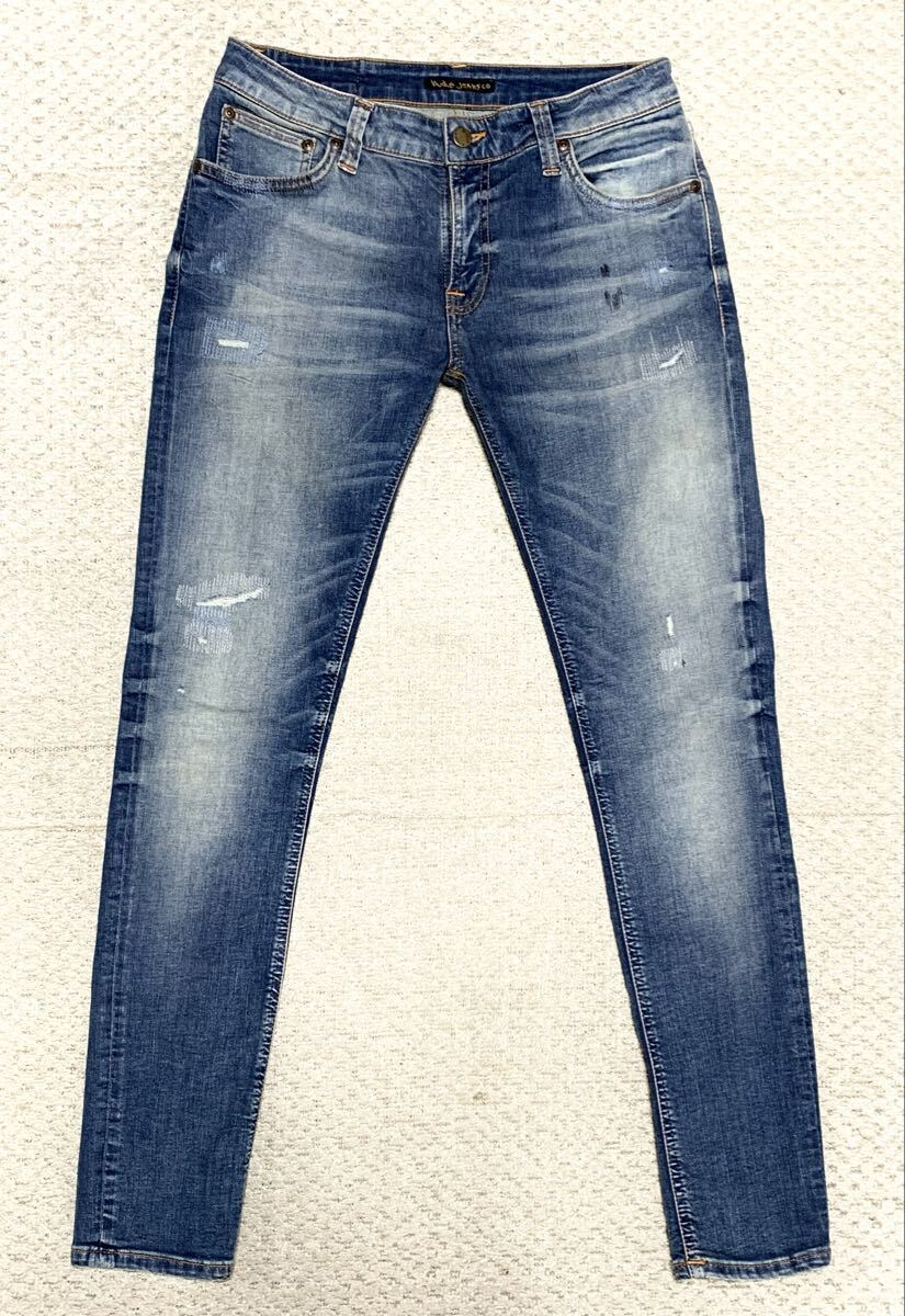 極上:Nudie Jeans.スーパーストレッチ スキニー デニム 31×30(Skinny Lin Authentic Repair/W81股下78/チェーンステッチ/april77 diesel)_画像1